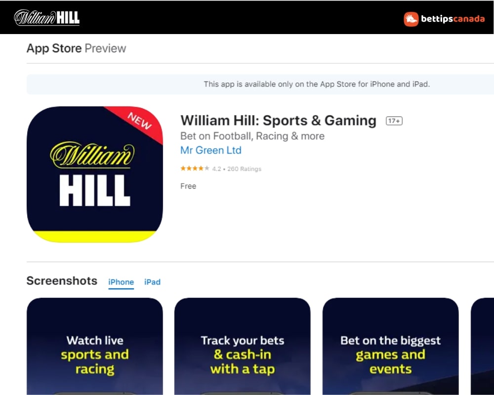 App Store William Hill Canada