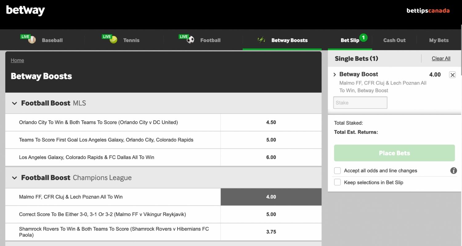 Betway Odds Boosts