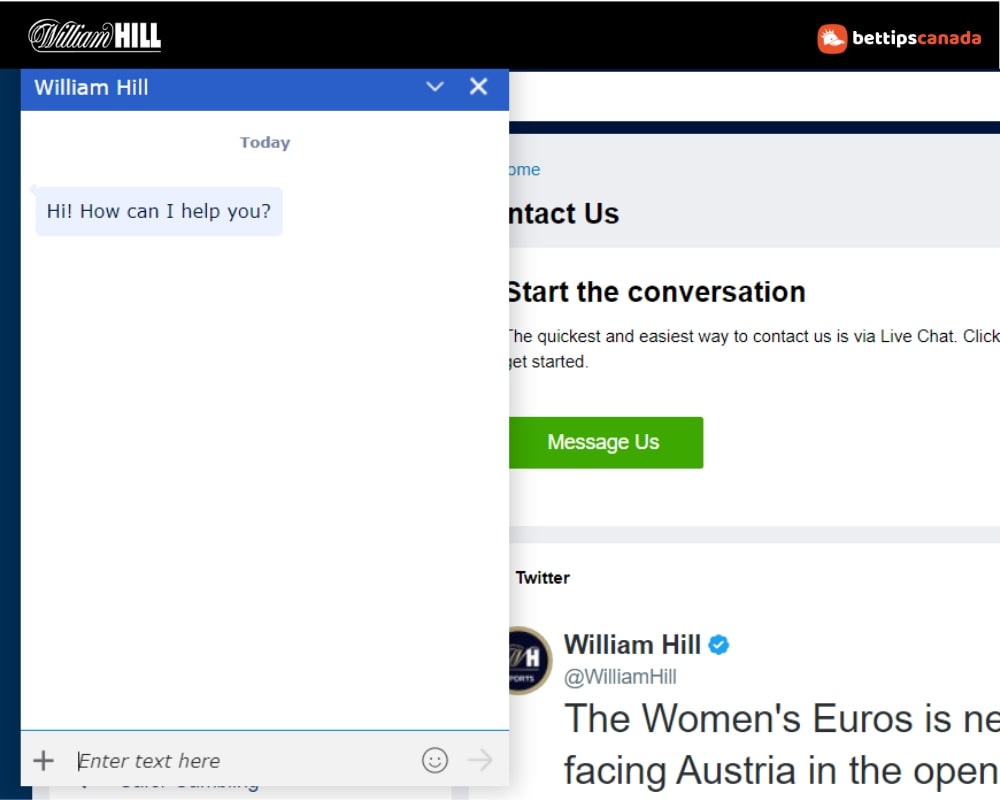 Live Chat William Hill Canada